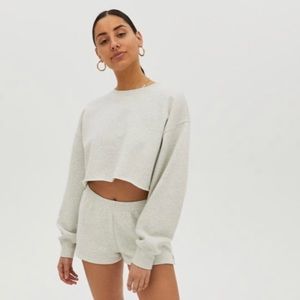 Aritzia TNA Airy Fleece perfect cropped sweater